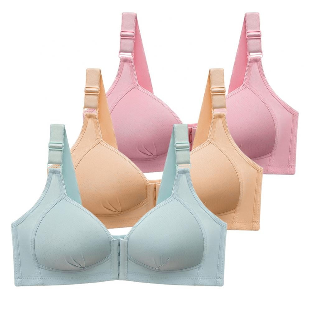 3Pack Everyday Cotton Front Closure Bras - Women's Front Easy