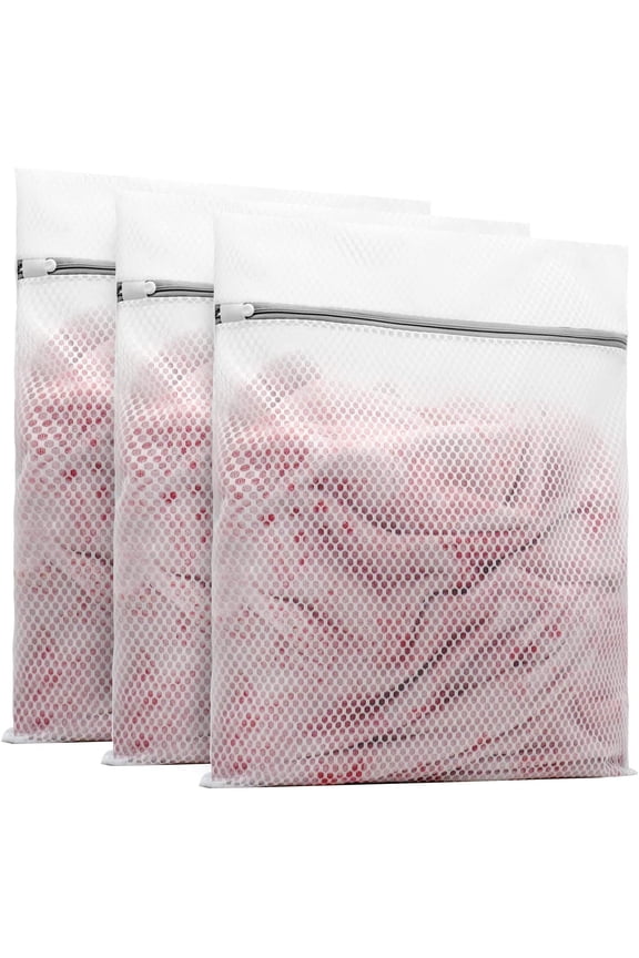 3Pack ExtraHeavy Duty Mesh Laundry Bags, Durable Delicates Net Wash Bag for Bra Lingerie, Underwear, Socks, Sweaters and Garment, Travel Organization Washing Bag