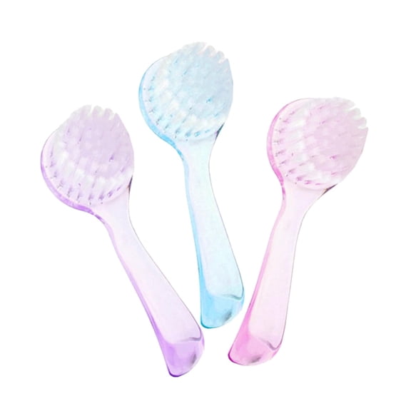 3Pack Facial Cleansing Brush, Acrylic Handle Face Scrubbers, Soft Bristle Exfoliator Cleaner Brush ,Scrub Exfoliating Facial Scrubber for Face Care Makeup Skincare Removal(Pink, Purple, Blue)
