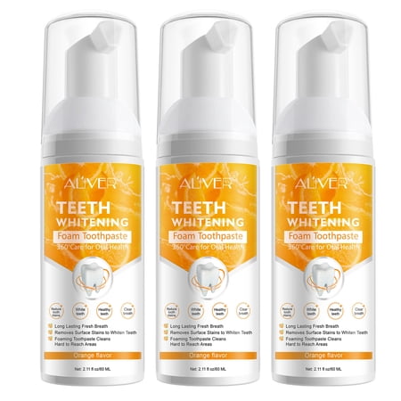 3Pack Foaming Mousse Toothpaste for Adults 360°Comprehensive Cleaning Teeth for Oral Health Aliver Teeth Whitening Foam Toothpaste