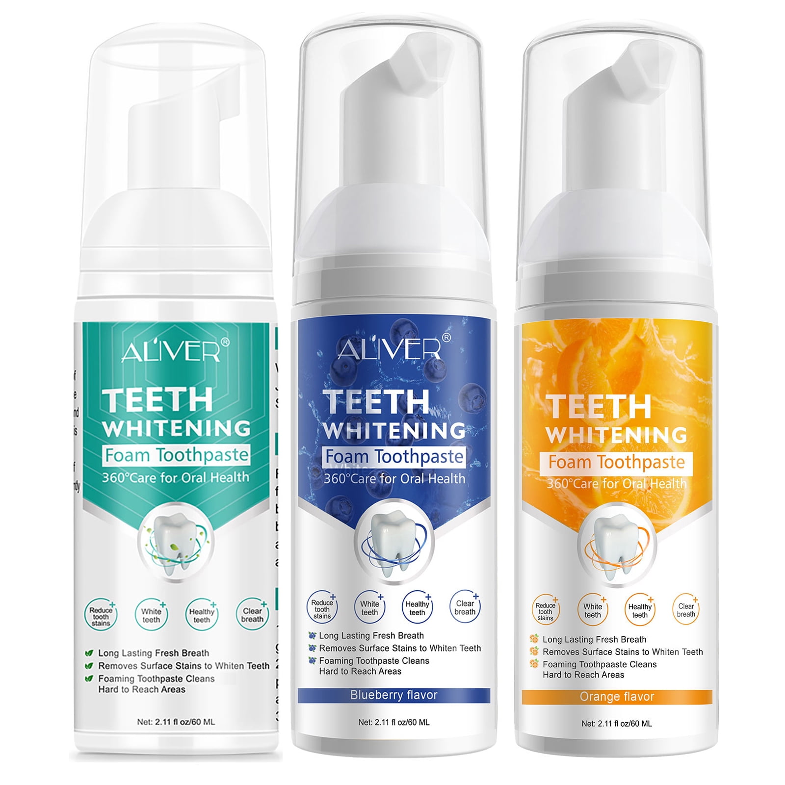 3Pack Foaming Mousse Toothpaste for Adults Cleaning