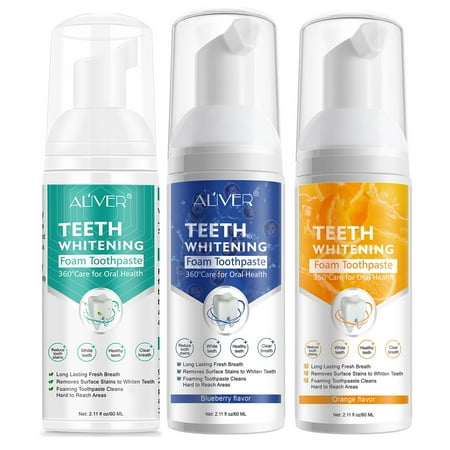 3Pack Foaming Mousse Toothpaste for Adults 360°Comprehensive Cleaning Teeth for Oral Health Aliver Teeth Whitening Foam Toothpaste