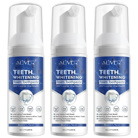 3Pack Foaming Mousse Toothpaste for Adults 360°Comprehensive Cleaning Teeth for Oral Health Aliver Teeth Whitening Foam Toothpaste