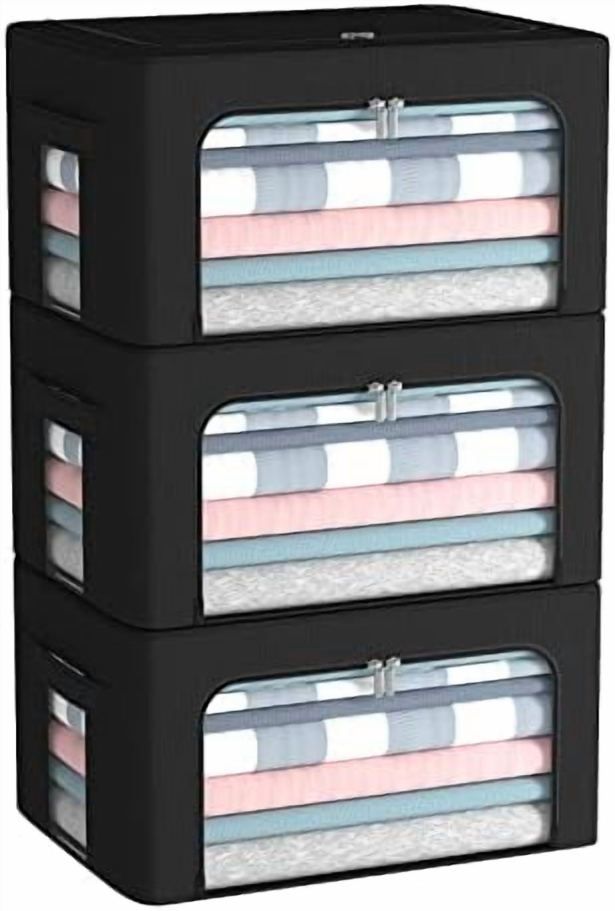 3Pack Frame Storage Box - Clothes Storage Bin Bags Oxford Fabric ...