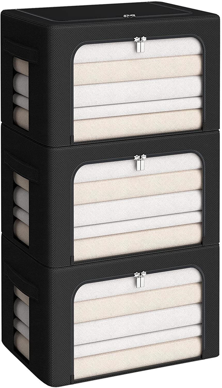 3Pack Frame Storage Box - Clothes Storage Bin Bags Oxford Fabric ...