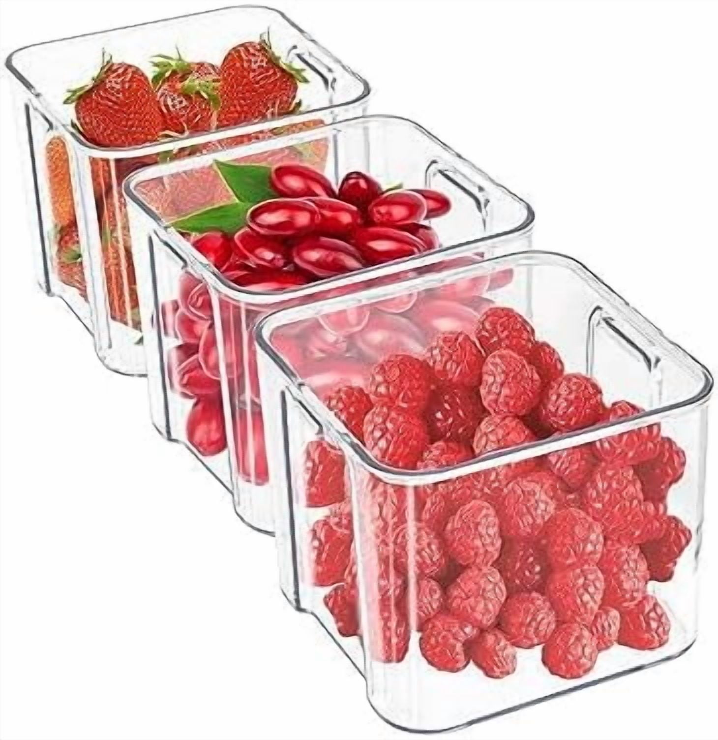 3Pack Fridge Organizer Drawer Divider Cube Pull-Out Bins Clear Food ...
