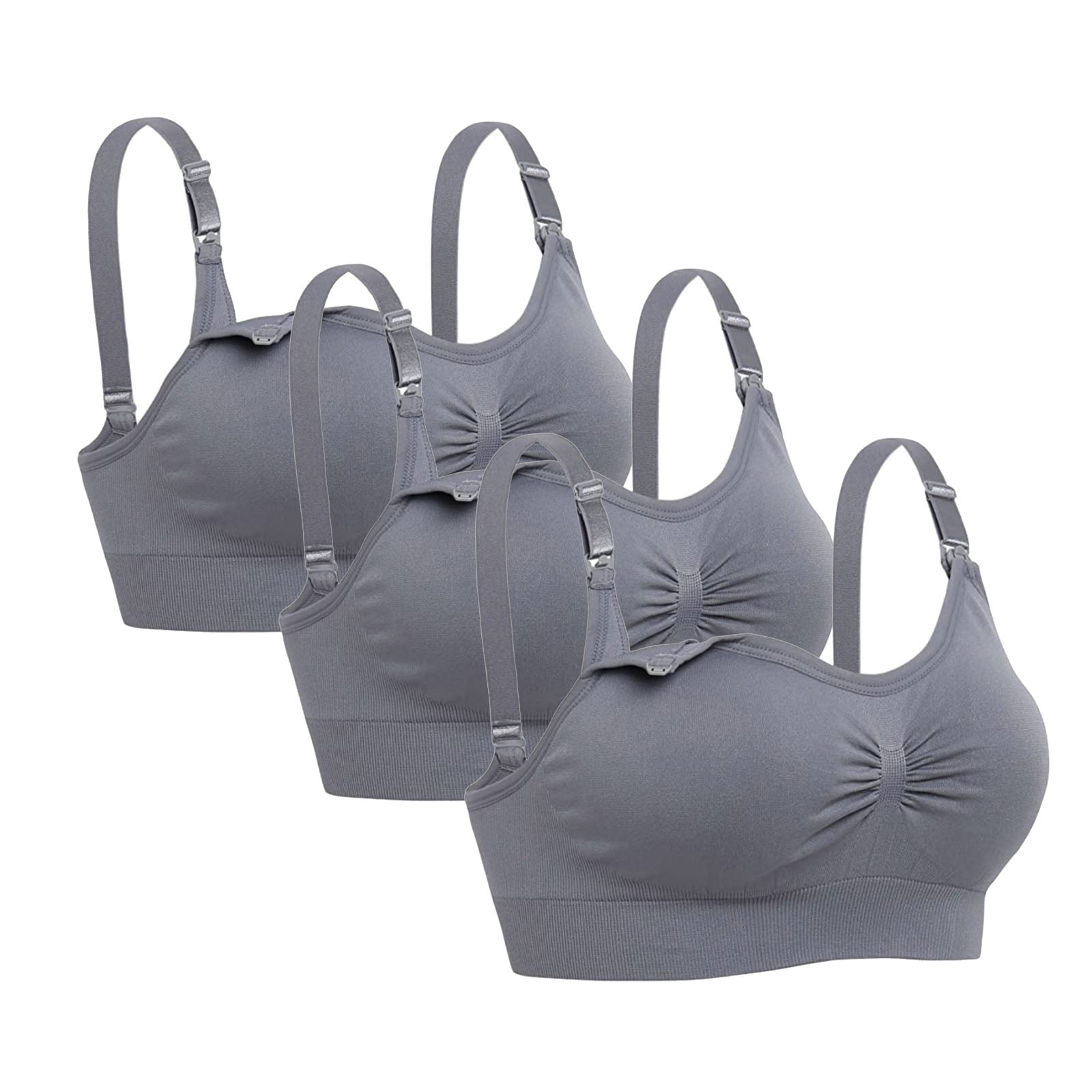 3Pack Full Bust Seamless Nursing Maternity Bras Bralette M-XXL with Extra Bra Extenders & Clips