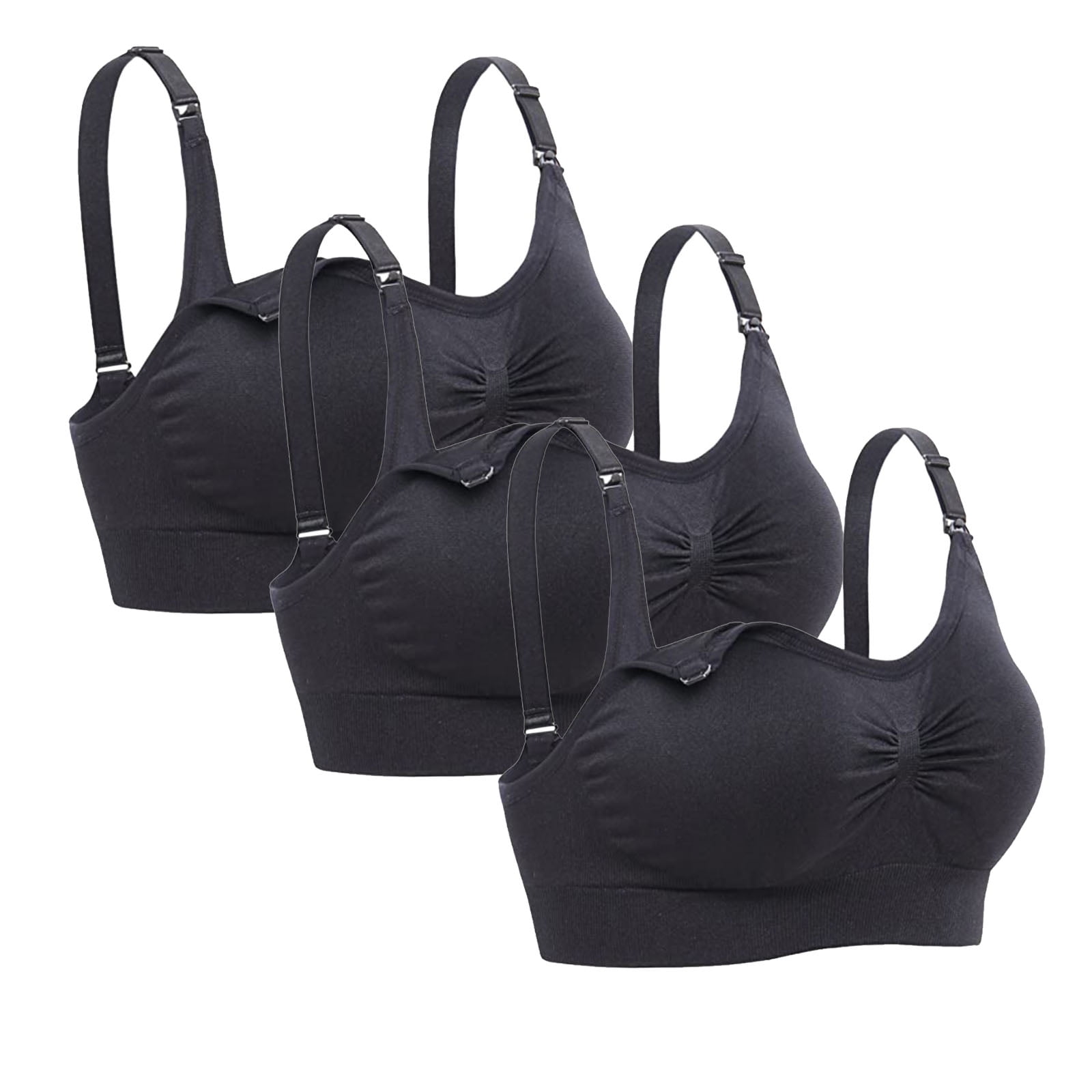 3Pack Full Bust Seamless Nursing Maternity Bras Bralette M-XXL with Extra Bra Extenders & Clips