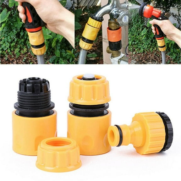 3Pack Garden Water Hose Pipe Tap Connector Conection Fitting Adaptor Tab Connect Smile Home