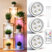 3Pack Grow Light for Indoor Plants, Rechargeable Grow Lights for Indoor Plant Full Spectrum, Wireless Plant Growth Lights for Indoor with Timer & Remote, Steple