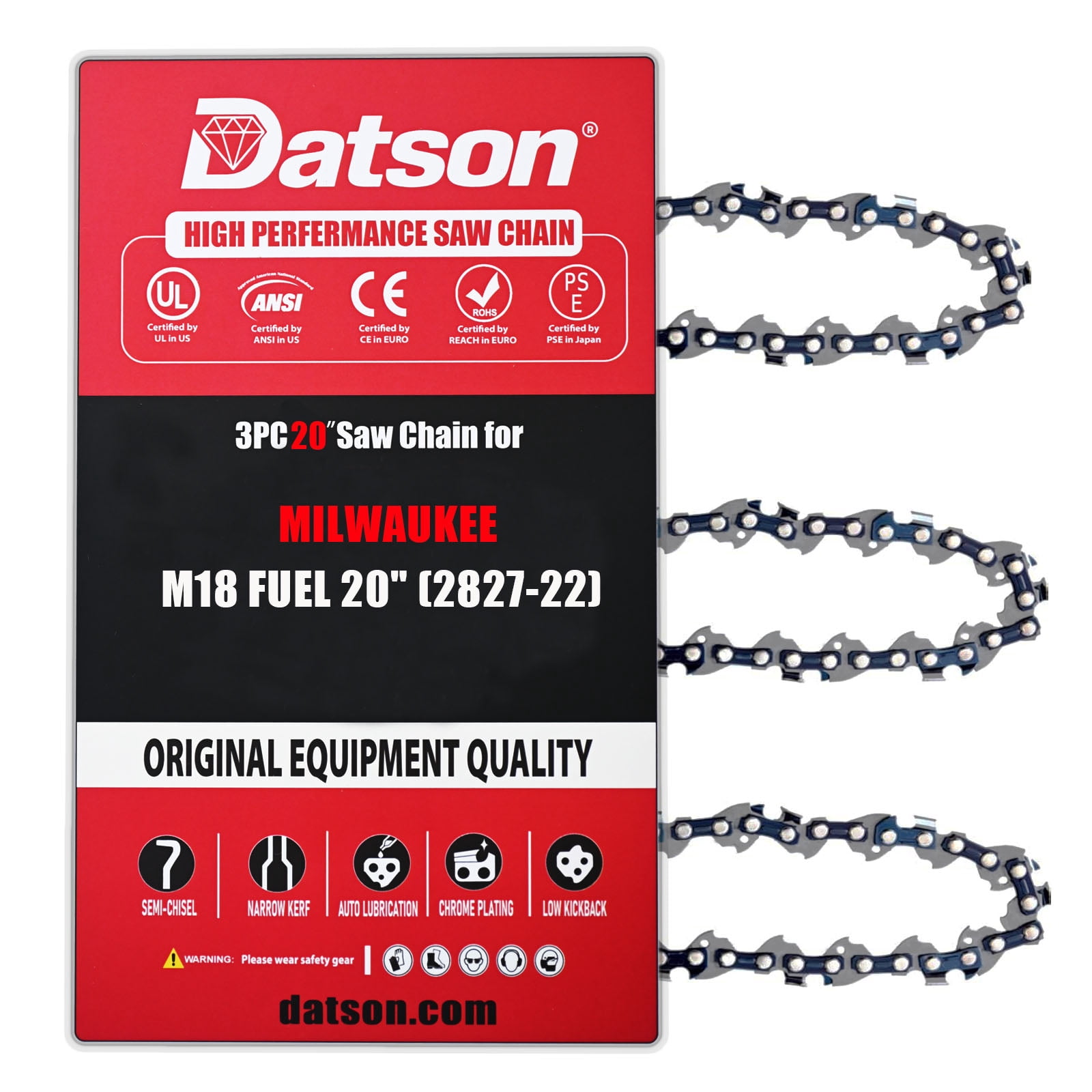 3Pack H78 20 Inch Chainsaw Chain 78 Drive Links .325