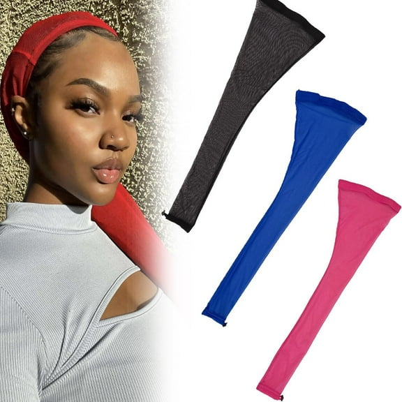 3Pack Hair Weave Sleeve for Locs with Drawstring, Loc Sleeve for Dreadlocks Women, Hairweave Sleeve for Locs, with Elastic Band for Bun Faux Hair(Hot Pink)