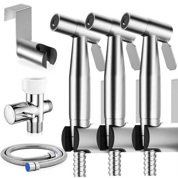 3Pack Handheld Bidet Sprayer for Toilet, Brushed Nickel Bidet Attachment for Feminine Wash