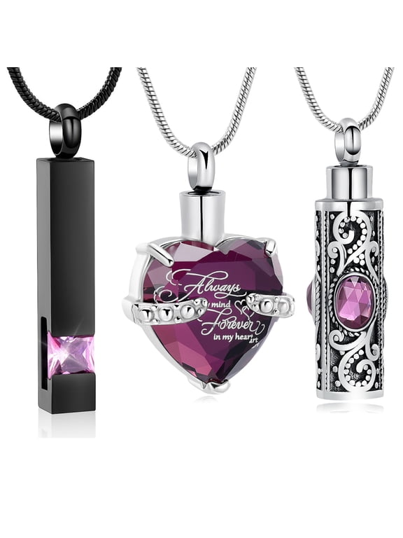 3Pack Heart Bar Adult Cremation Jewelry for Ashes Holder Necklace for Ashes Of Loved One Memorial Jewelry for Women Men