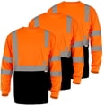 thumbnail image 1 of Hi-Vis Safety Shirt Long Sleeve Class 3 Reflective Work T-Shirt 3-Pack Orange/Black, 1 of 7