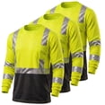 thumbnail image 1 of Pomerol Hi-Vis Long Sleeve Work Shirt, ANSI Class 3 Reflective, Yellow/Black, 3-Pack, Size M, 1 of 8
