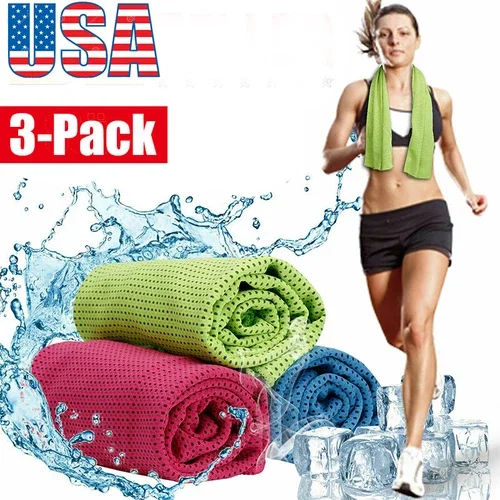 3Pack Ice Cold Instant Cooling Towel Running Jogging Gym Chilly Pad Sports Yoga