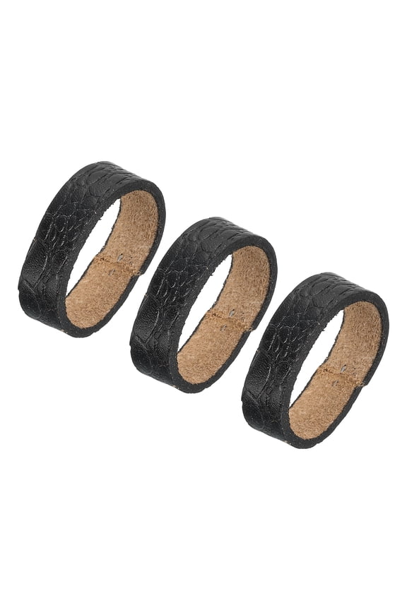 3Pack Leather Belt Loop Keepers, Fits 3.8cm Width Belt Strap Buckles (Black)