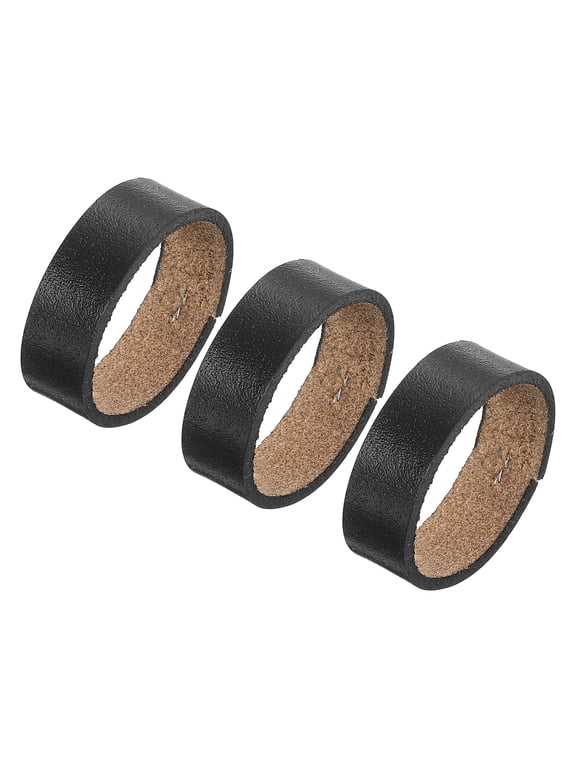 3Pack Leather Belt Loop Keepers, Fitting 3.5cm Width Belt Strap Buckles (Black)