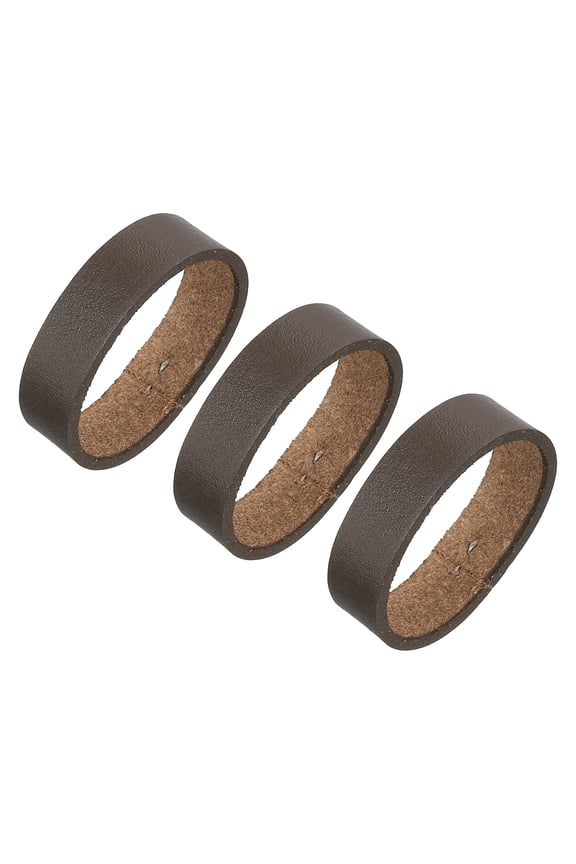 3Pack Leather Belt Loop Keepers, Fitting 3.8cm Width Belt Strap Buckles (Coffee)