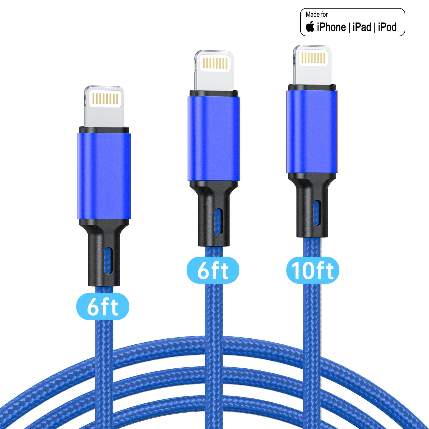 3x USB C Cable [Certificación MFi] 10ft Cargador para Apple iPhone 14 13 12  11