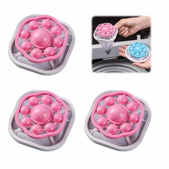 3Pack Lint Catcher for Washer Machine,Pet Hair Remover for Laundry,Washing Machine Hair Filter Mesh Bags,Floating Washing Machine Filter Bags,Reusable Pet Hair Catcher(Pink)
