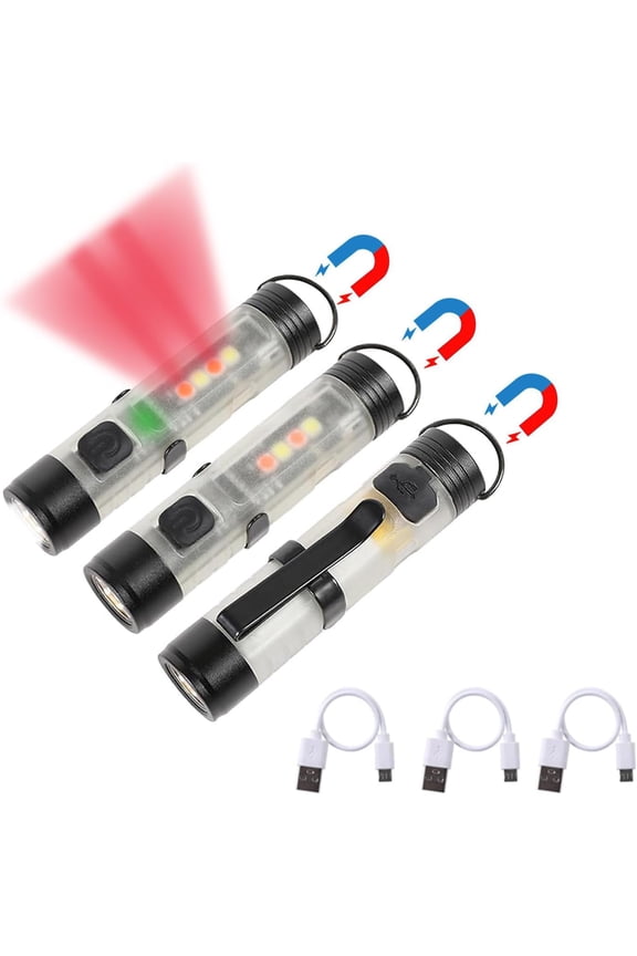 3Pack MINI EDC Rechargeable Keychain Flashlight, 300 Lumens USB C Flash Light, Compact Portable Mini Tiny LED Keyring Lights with Pocket Clip Everyday Carry, Emergencies