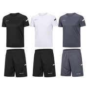 BUYJYA 3Pack Mens Workout Set Gym Clothes Active Shorts Shirt Set for Running Basketball Football and Daily Life,Size S-3XL