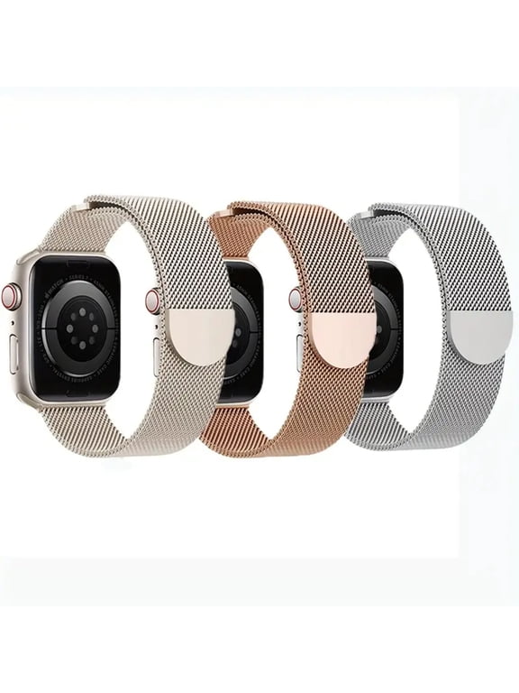3Pack Milanese Loop for Apple Watch Band 42MM 44mm 45mm 49mm( S10 46mm) iwatch band Women Men,Stainless Steel Mesh Magnetic Strap for Apple watch Ultra/2 Series 9 8 7 6 5 4,SE 2nd Generation
