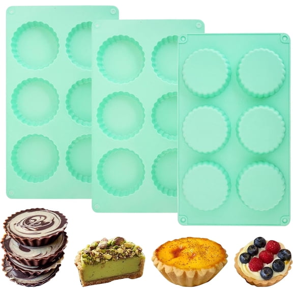 3Pack Mini Tart Pan Silicone, Mini Quiche Pans 3Inch,Non-stick Pie Pans, Egg Tart Mold for Pies, Quiches, Mousse Cakes, Dessert Baking