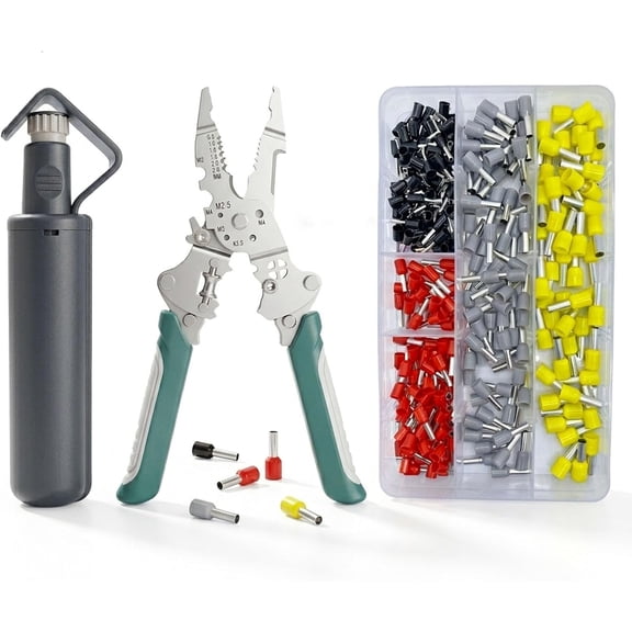 3Pack Multi-function Electrician's Pliers Set,Round Cable Stripper Tool with Foldable Stripping, Peeling, Cutting, Shearing Pliers&200 sets Wire connector Quick Splice kit