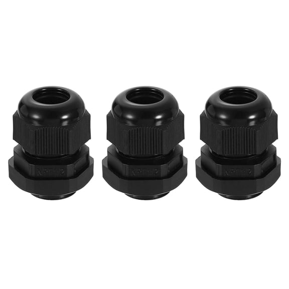 3Pack NPT 1/2" Nylon Cable Glands, Waterproof Adjustable Wire Grommet, Black