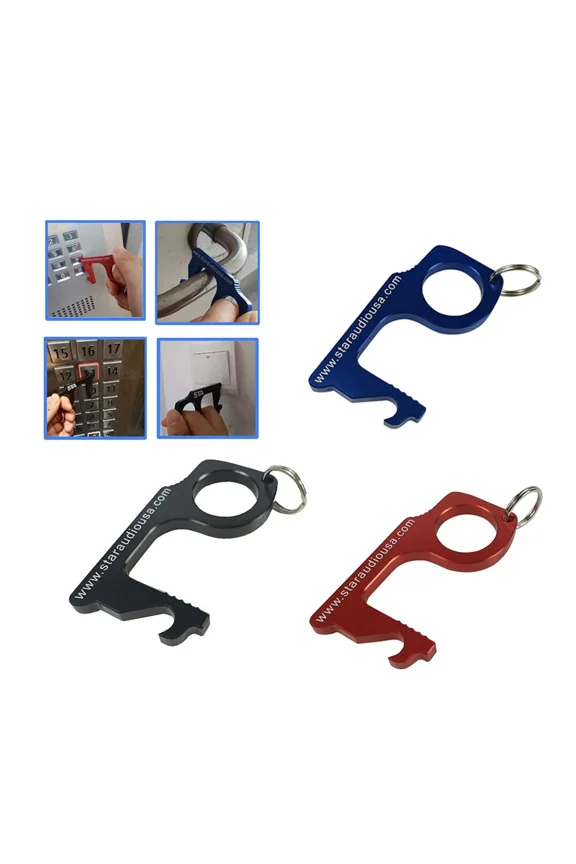 3Pack No Touch Keychain Hand Tool Edc Touchless Door Bottle Cap Opener W/ Stylus