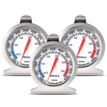 3Pack Oven Thermometer 50-300°C/100-600°F, Oven Grill Fry Chef Smoker Analog Thermometer Instant Read Stainless Steel Kitchen Cooking Thermometer