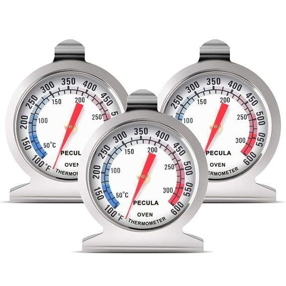 3Pack Oven Thermometer 50-300°C/100-600°F, Oven Grill Fry Chef Smoker Analog Thermometer Instant Read Stainless Steel Kitchen Cooking Thermometer