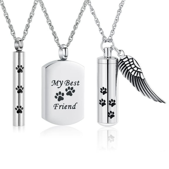3Pack Paw Pet Cremation Jewelry for Dog Ashes CaetUrn Necklace Lockets for Ashes Pet Memorial Ashes Holder