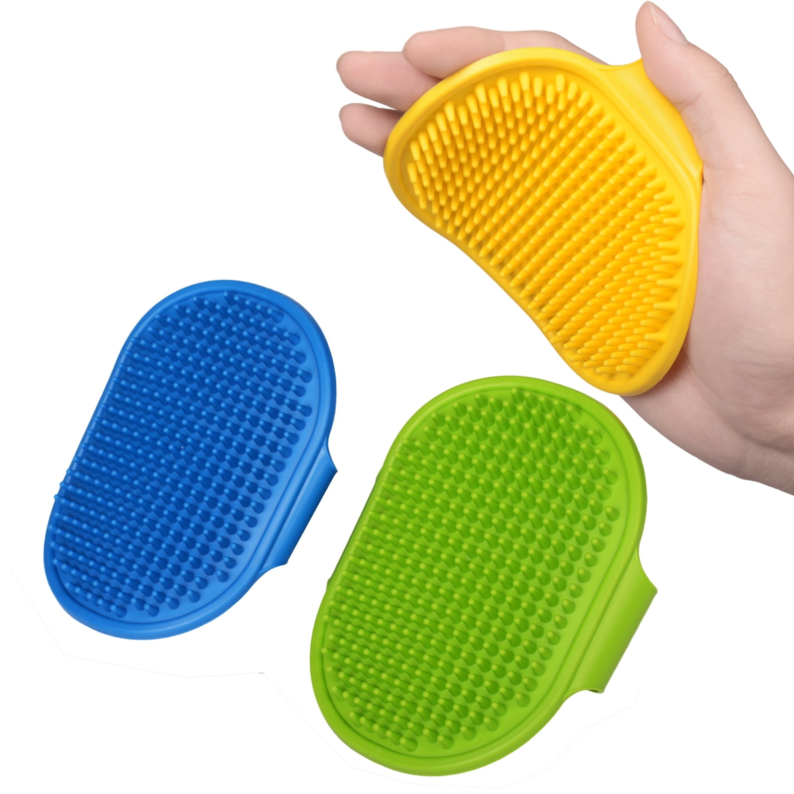 3Pack Pet Bath Brush, Shampoo Bath Brush for Dogs Cats, Soft Brush Adjustable Width Size for Pet