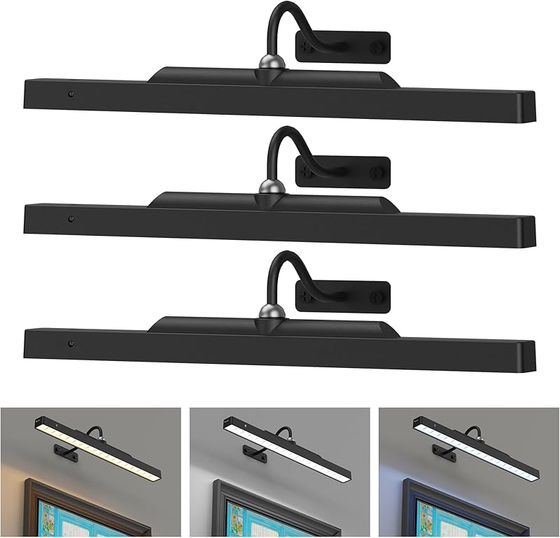 MY 3Pack Picture Light Battery Operated, 16in Picture Light for Wall ...