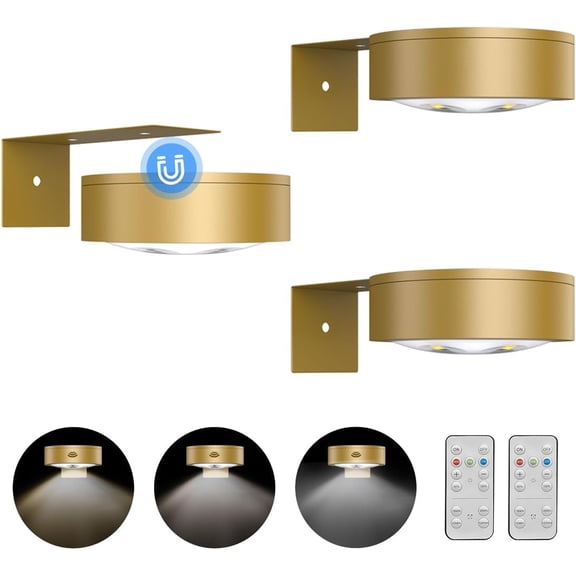 3Pack Picture Light Battery Operated Painting Lights for Wall Wireless Magnetic Display Art Light with Remote Control,Dimmable&Timer Portrait Light for Art Frame Artworking