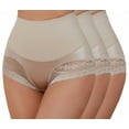 thumbnail image 1 of 3Pack Plus Size Women's Lace Trim Shaping Underwear | High-Waist Comfort Panties Plus Size Lady Underwear Skin 2XL, 1 of 7