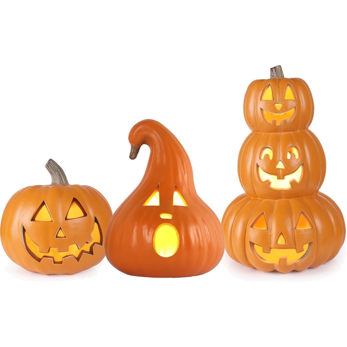 3Pack LED Jack O' Lanterns (10", 12", 14") for Indoor/Outdoor Halloween ...