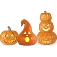 thumbnail image 1 of 3Pack Pre-lit LED Jack O' Lanterns (10", 12", 14") for Indoor/Outdoor Halloween Decor: Garden, Patio, Front Door, 1 of 6
