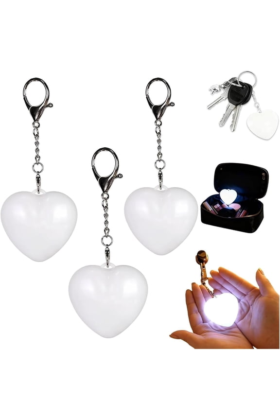 3Pack Purse Light Handbag Light, Love Wallet Tote Bag Touch Sensing Lights for Inside Purse, Heart Purses Lights Keychain, Rechargeable LED Automatic Glow Lamp with Sensor Activated (3pcs)