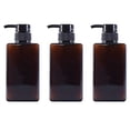 thumbnail image 1 of 3Pack Refillable Shampoo and Conditioner Bottles, 150ml Plastic Pump Dispensers, Square Empty Bottle for Body Wash, Essential Oil, Soap Liquid, Lotionbrown, 1 of 6