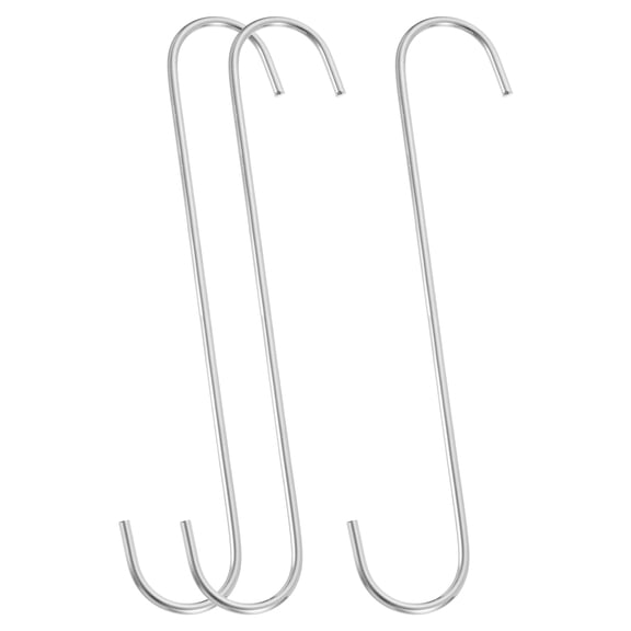 3Pack S Hooks for Hanging, 11.8 Inch Extra Long Iron Hangers, Matte Silver