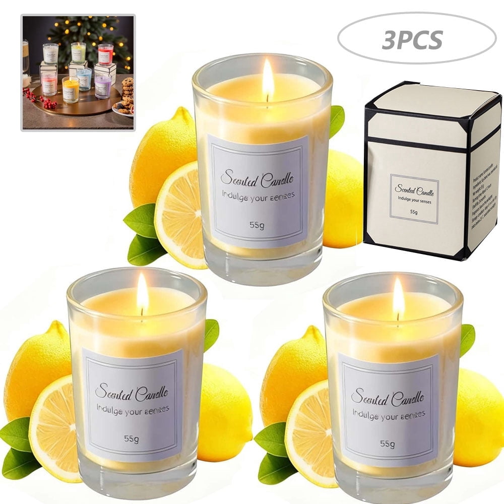 3Pack Scented Candles Set Jasmine,Lavender, Rose, Vanilla & Lemon Scented Soy Jar Candle Long-Lasting Aromatherapy Candles Ideal Valentine‘s Day Birthday Mother’s Day Gifts for Women Mom Home Decor