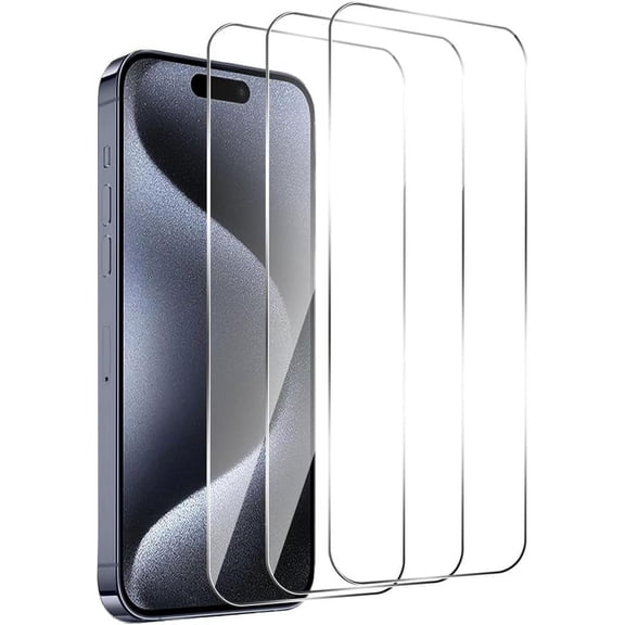 3Pack Screen Protector for iPhone 15 Pro Max 9H Hardness Screen Protector Tempered Glass for iPhone 15 Pro Max (6.7 Inch) - Ultra HD Screen Guard Saver Shield Film
