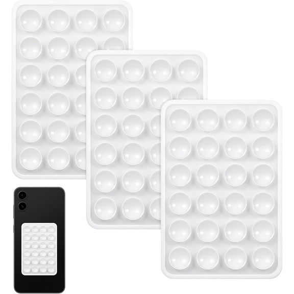 3Pack Silicone Suction Cup Phone Case Mount Double Sided, Sticky Phone Grip Non Slip Phone Case Holder Suitable For Selfie And Video Hands-free Shower Mirror Phone Stand Holder White