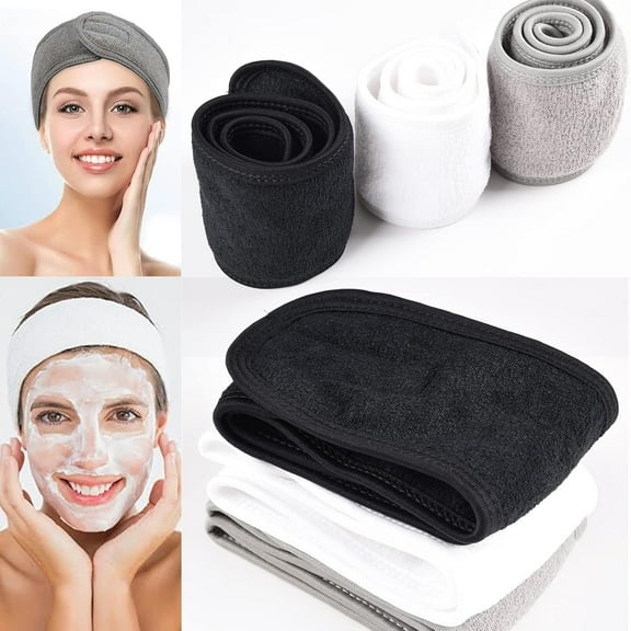 3Pack Spa Facial Headband Makeup Hair Band Breathable And Soft Sport Headband Adjustable Towel For Face Washing, Shower,Makeup, Yoga
