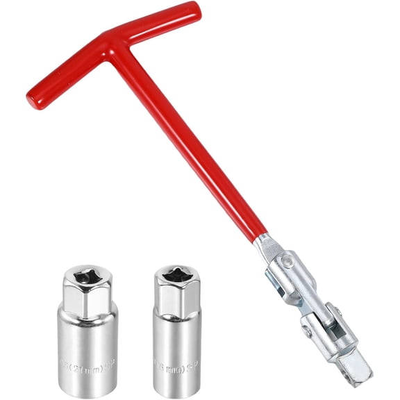 3Pack Spark Plug Socket Wrench Set, T-Handle 16mm (5/8") & 21mm (13/16"), Universal Spark Plug Wrench Sockets, Installation Removal Tool Kit for Motorcycles Lawn Mowers Small Vehicles